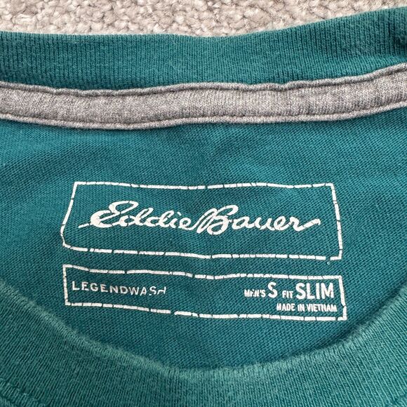 Eddie Bauer Legend Wash Slim Fit Basic T-Shirt Mens Small Teal Green Crew Tee - Picture 3 of 12